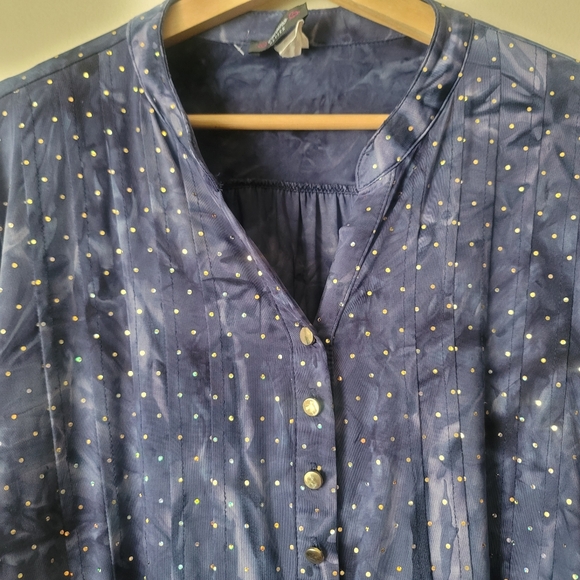 Cocomo Unique Vintage Sequined Top Size Petite XL in Blue - Picture 4 of 13